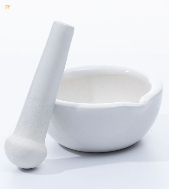Laboratory Porcelain Mortar and Pestle Set, Graduated Grinding Bowl with Spout, Ceramic Grinder for Lab, Pharmacy, Kitchen