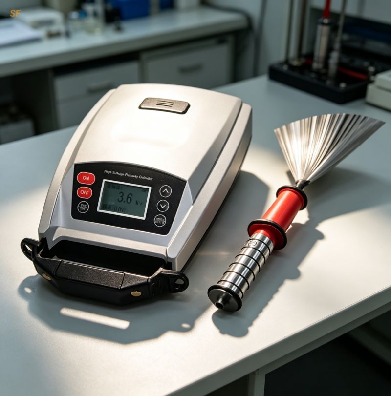 Spark Tester High Voltage Holiday Detector Coating Pinhole Detector Adjustable Voltage Audible Visual Alarm Pipeline Tank Coating Inspection NDT Equipment