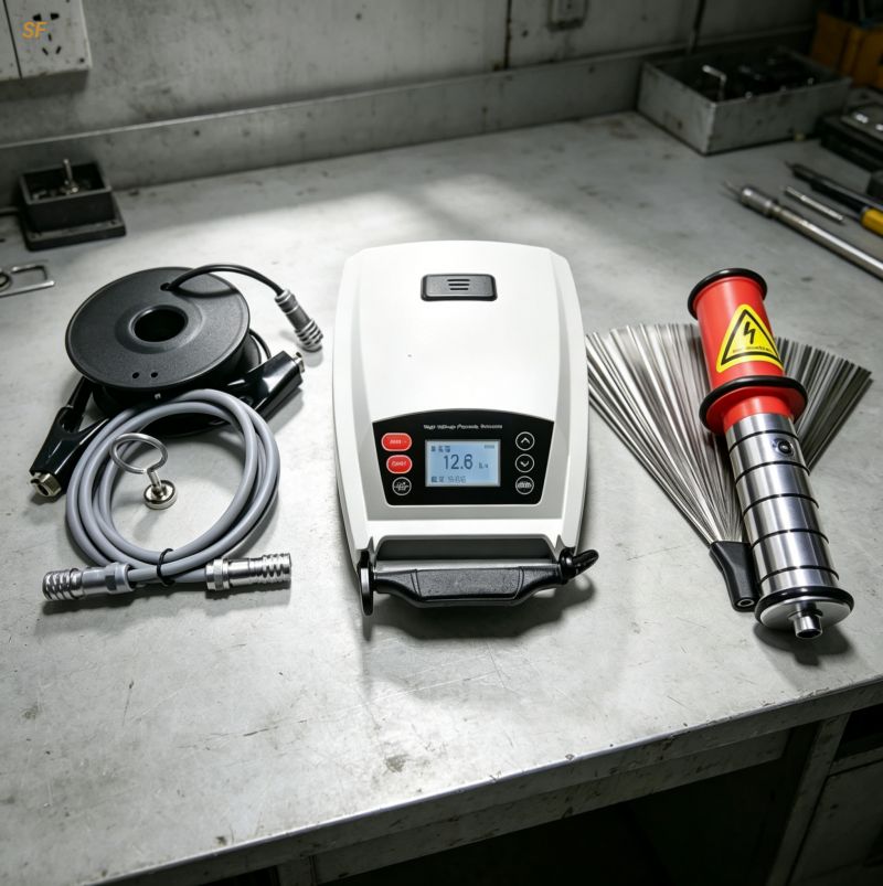 Spark Tester High Voltage Holiday Detector Coating Pinhole Detector Adjustable Voltage Audible Visual Alarm Pipeline Tank Coating Inspection NDT Equipment