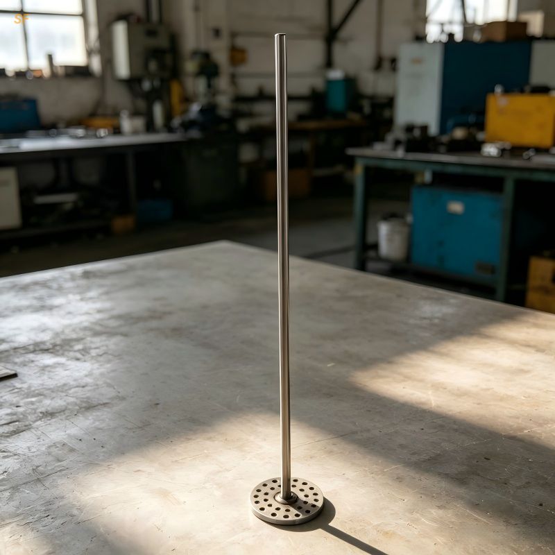 Soil Stirrer Stainless Steel Mixing Rod with Perforated Round Base for Laboratory Soil Sample Preparation & Mixing Factory Direct